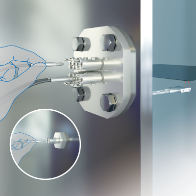 One-touch connection system vacuum-resistant fiber
