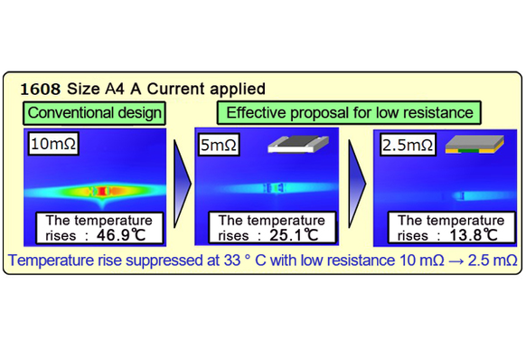 Difference in heat generation due to resistance values with 4a current